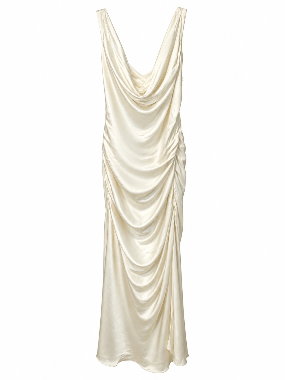 Abercrombie & Fitch NEW Cowl Neck Draped Maxi Dress Pearl Ivory size XL